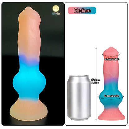 Luminous Dog Dildos Pink Realistic Dildo Animal Penis Sex Toy for Women G-Spot Massage Masturbator 18+ Cute Beautiful Anal Dildo