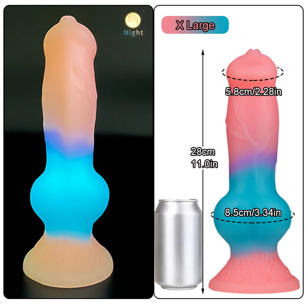 Luminous Dog Dildos Pink Realistic Dildo Animal Penis Sex Toy for Women G-Spot Massage Masturbator 18+ Cute Beautiful Anal Dildo