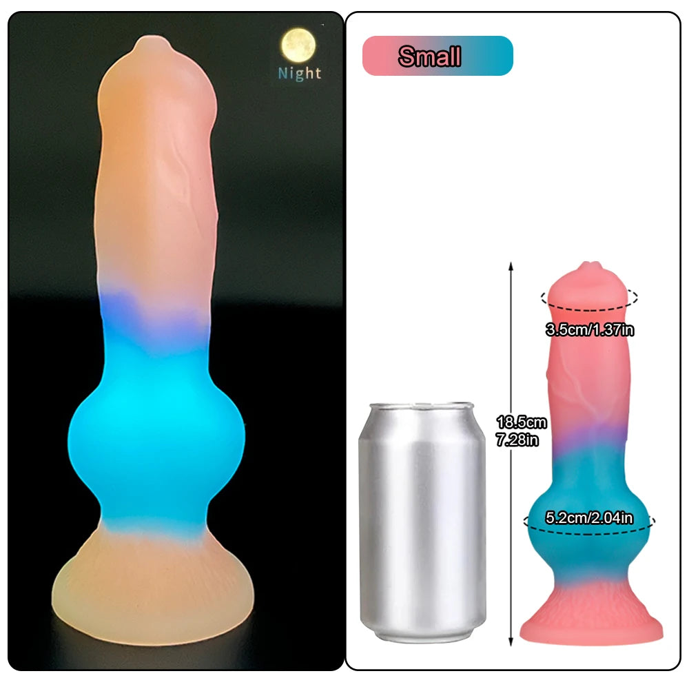 Luminous Dog Dildos Pink Realistic Dildo Animal Penis Sex Toy for Women G-Spot Massage Masturbator 18+ Cute Beautiful Anal Dildo
