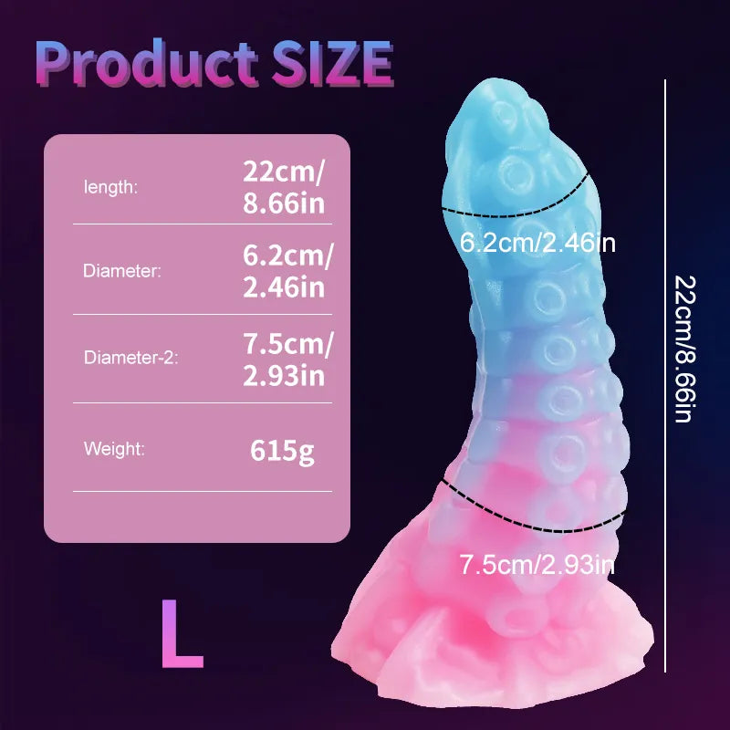 Luminous Octopus Tentacle Dildo Colorful Anal