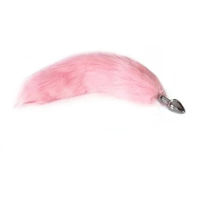 Luminous light fox tail Metal silicone anal beads butt plug erotic gay BDSM cosplay party game insert Anus Sex toy for couple