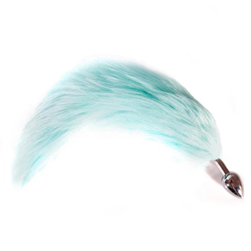 Luminous light fox tail Metal silicone anal beads butt plug erotic gay BDSM cosplay party game insert Anus Sex toy for couple