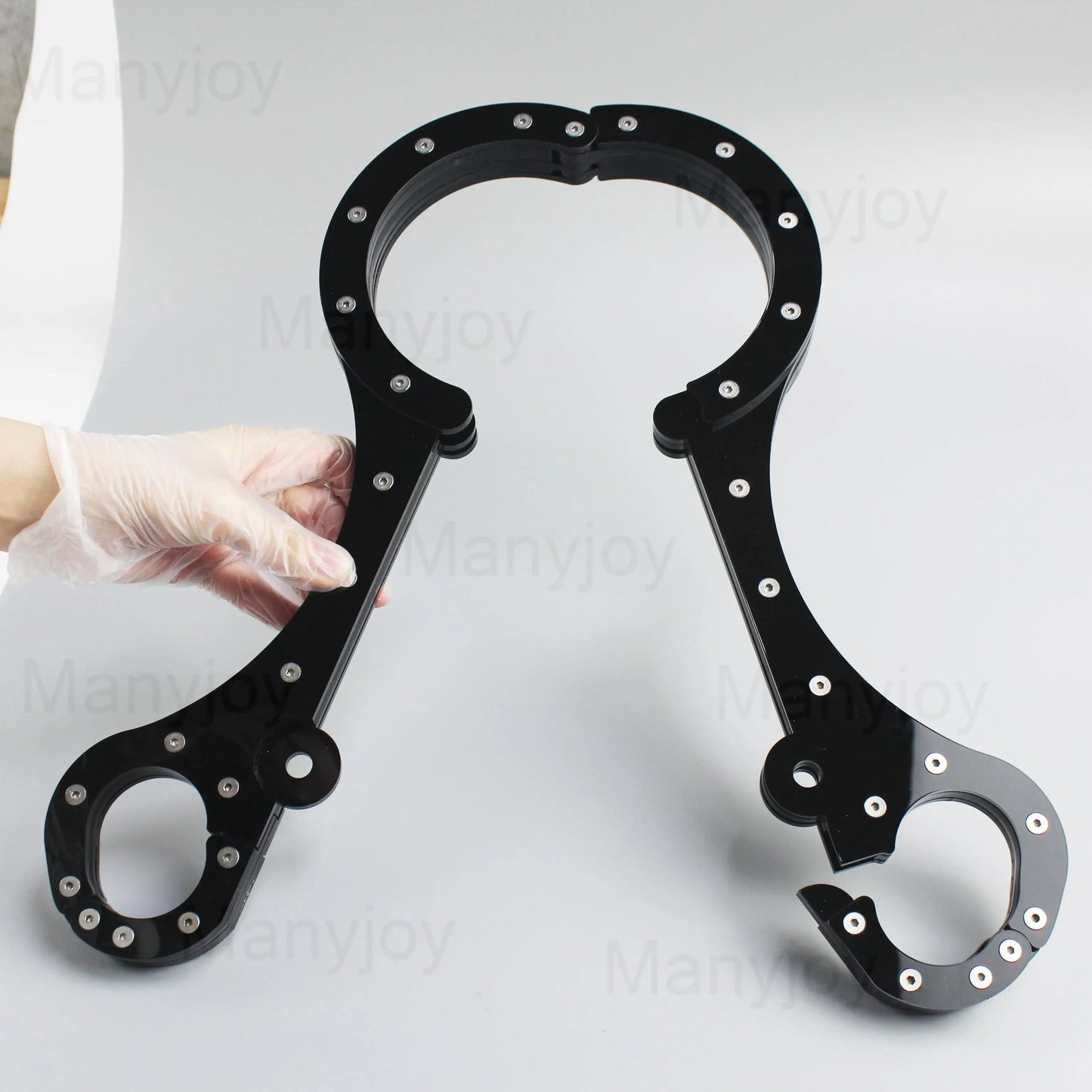Luxury Clear Crystal Pillory Cangue Collar Neck Ring Oval Handcuffs Wrist Restraint Lock Bondage Yoke Sex Toy for Men Women