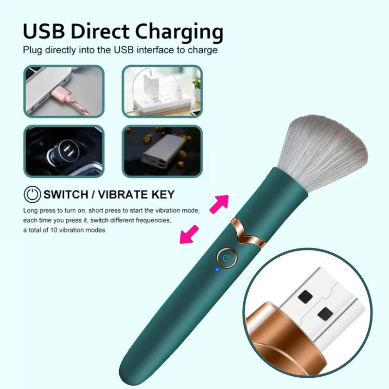 Makeup Brush G Spot Vibrator Sex Toys Wireless Charging AV Stick Massager Vagina Nipple Orgasm Stimulator USB Powerful Vibrating