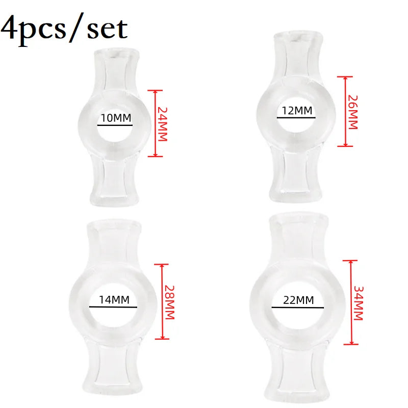 Male 4pcs 1 set Penis lock Cock Ring Bondage Penis Erection Ring Delay Ejaculation Enlargement Ball Stretcher Sex Toy Man