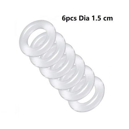 Male 6pcs 1 set Silicone Penis lock Cock Ring bondage Erection Delay Ejaculation Reusable Enlargement ball stretcher Sex Toy Men