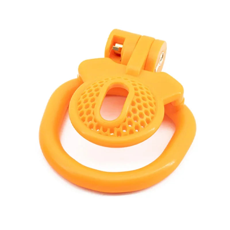 Male ABS Chastity Cage Flat Breathable Lock Porous Bdsm Lock Male Chastity Device with 4 Penis Rings Cock Cage Adult Sex Toys18+