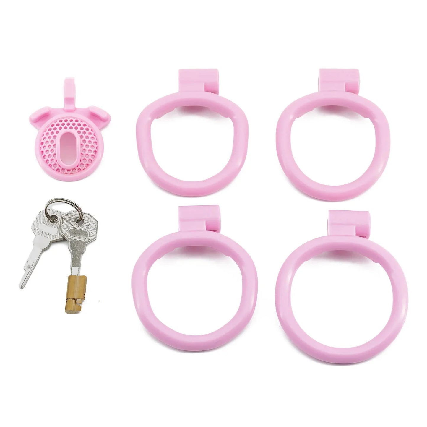 Male ABS Chastity Cage Flat Breathable Lock Porous Bdsm Lock Male Chastity Device with 4 Penis Rings Cock Cage Adult Sex Toys18+