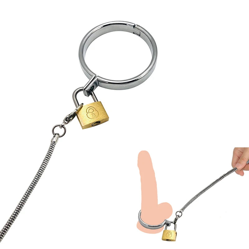 Male Ball Scrotum Stretcher metal penis lock cock Ring chain SM bondage restraint Delay ejaculation BDSM Sex Toy for man
