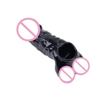 Male Ball Stretcher Scrotum Penis Enlargement Time Delay Condom Male Cock Extender Penis Dildo Enhancer Sleeve Sex Toys For Men