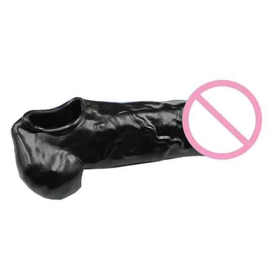 Male Ball Stretcher Scrotum Penis Enlargement Time Delay Condom Male Cock Extender Penis Dildo Enhancer Sleeve Sex Toys For Men