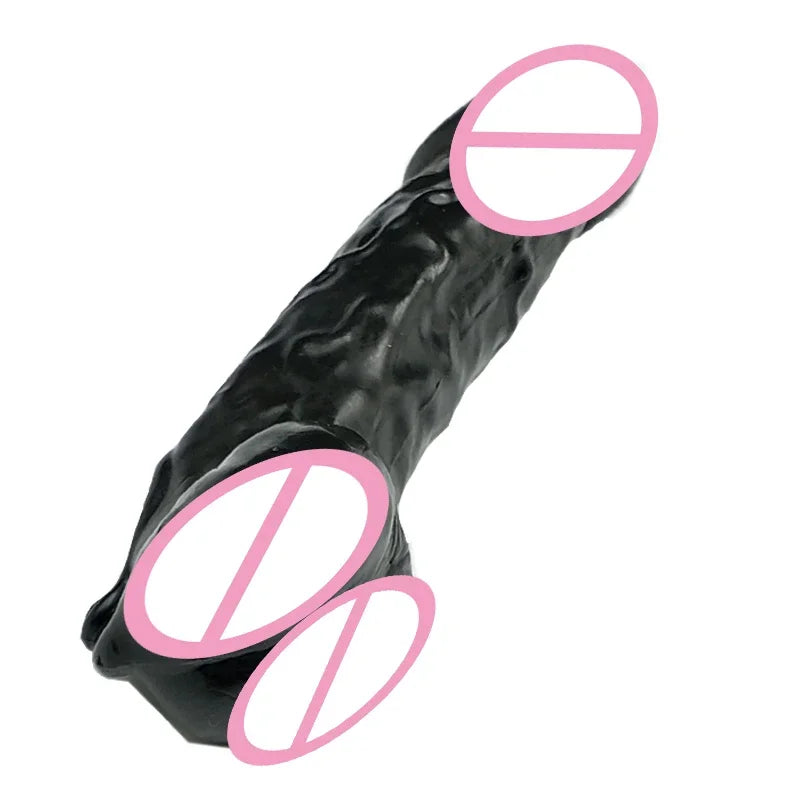 Male Ball Stretcher Scrotum Penis Enlargement Time Delay Condom Male Cock Extender Penis Dildo Enhancer Sleeve Sex Toys For Men