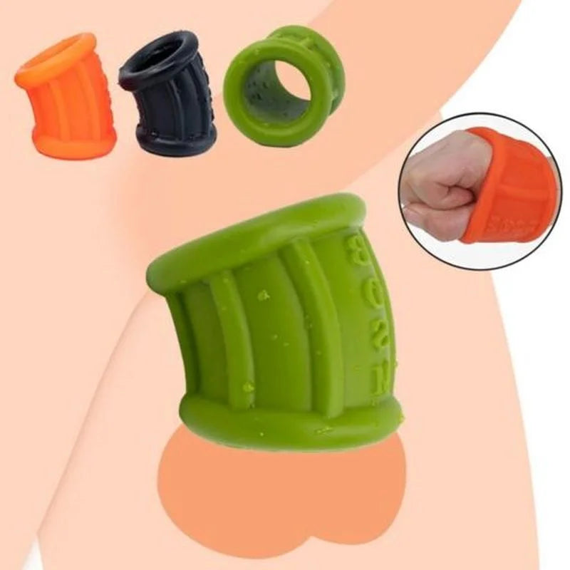 Male Ball Stretcher Scrotum Ring Soft Liquid Silicone Stretchable Scrotum Bondage Penis Ring Ejaculation Delay Cock Ring Sex Toy