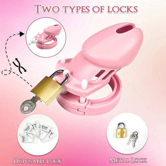 Male Chastity Cage Device Erotics Urethral Brass Lock Cock Cage with Rings Locking Sex Toys for Men Slave Adults Penis Cage