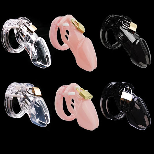 Male Chastity Cage Device Small/Standard Cock Cage with 5 Size Rings Brass Lock Locking Number Tags Erotic Urethral Men SexyToy