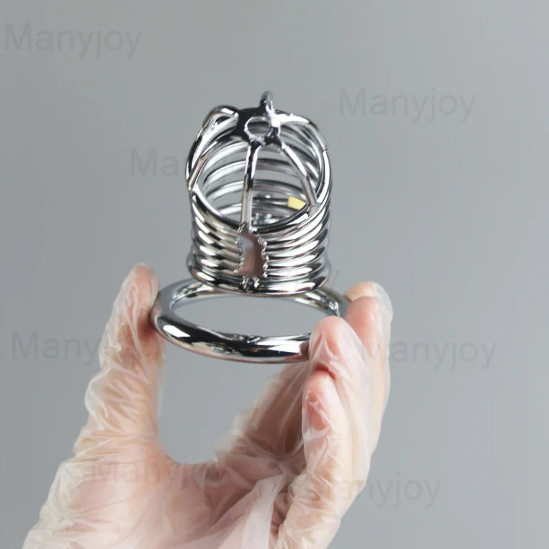 Male Chastity Cage Devices Stainless Steel Cock Cage Male Steel Penis Bird Metal Cage Cock Lock Restraint Ring Sex Toy for Men