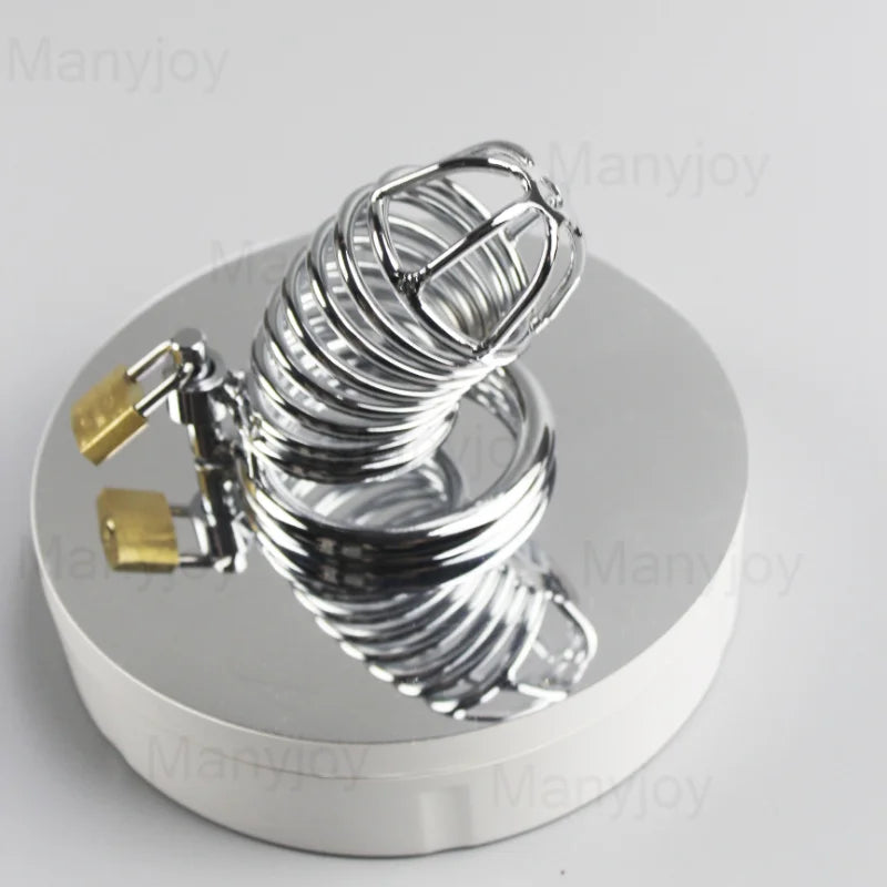 Male Chastity Cage Devices Stainless Steel Cock Cage Male Steel Penis Bird Metal Cage Cock Lock Restraint Ring Sex Toy for Men
