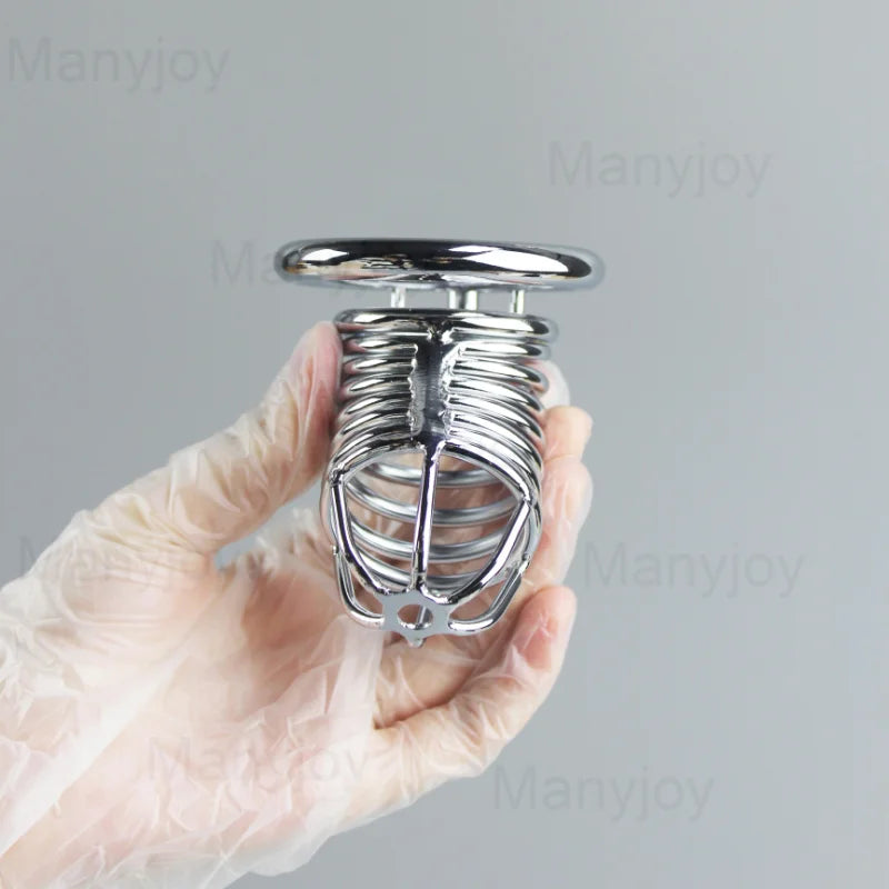 Male Chastity Cage Devices Stainless Steel Cock Cage Male Steel Penis Bird Metal Cage Cock Lock Restraint Ring Sex Toy for Men