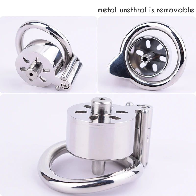 Male Chastity Cage 콕링 with Metal Urethral Plug for Couple Sissy Prevent Escape 정조대 Penis Rings Erotic Sex Toys Adults Products