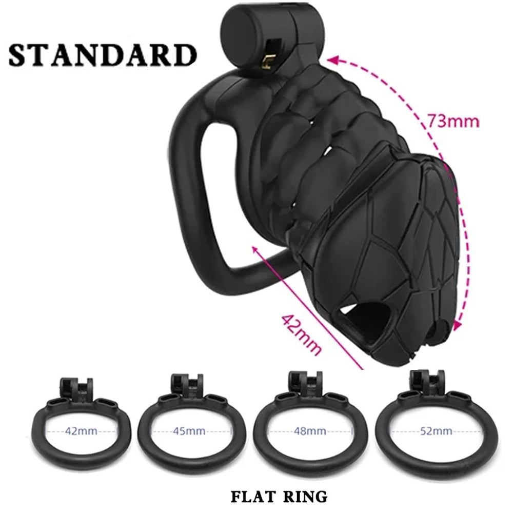 Male Chastity Cages Device With  4 Cock Rings Set Penis Cage Lock Trainer Bondage Belt Slave Sex Toy For Man