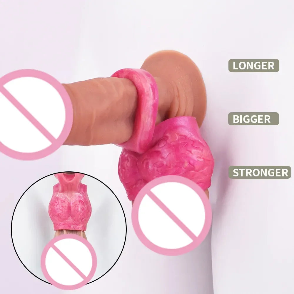 Male Delay Ejaculation Semen Lock Ring Dog Knot Ring Sleeve Silicone Penis Ring Chastity Lock Penis Enlargement Sex Toys for Men