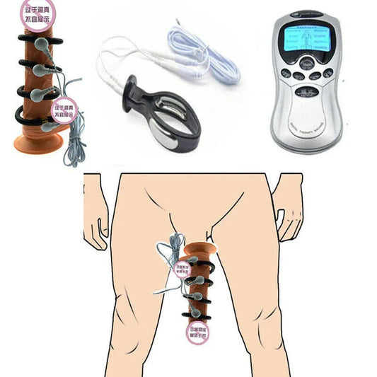 Male Electric shock Penis Therapy Ring Extender Host Pulse Device Bondage Body Male Cock Ring Medical Themed Stimulate Sex Toys