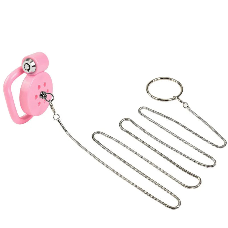 Male Flat Chastity Cage With Metal Stretcher Scrotum Bound Penis Ring CB Chastity Device with 5 Size Cock Rings Sex Toys For Men