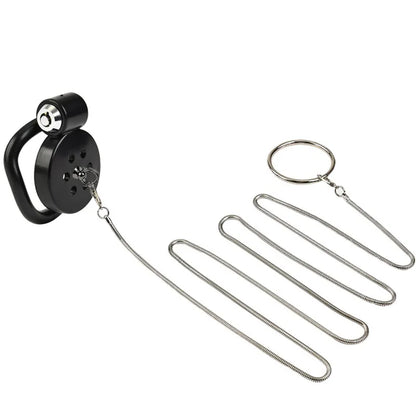 Male Flat Chastity Cage With Metal Stretcher Scrotum Bound Penis Ring CB Chastity Device with 5 Size Cock Rings Sex Toys For Men