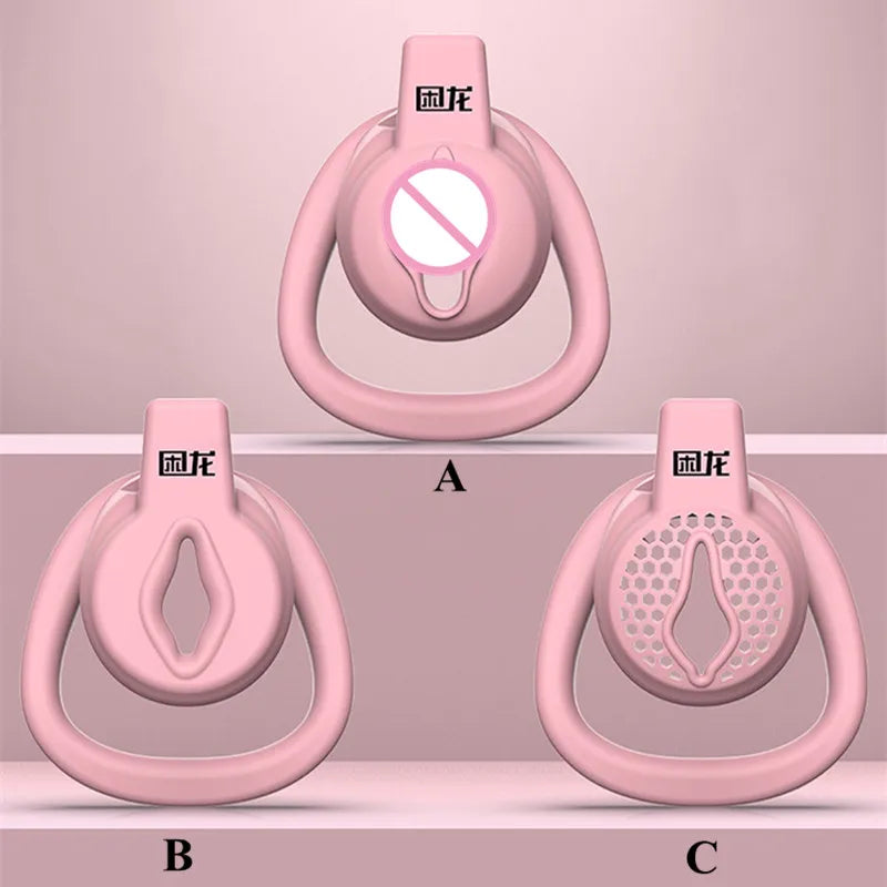 Male Flat Mini Chastity Cage Sex Toys Sissy Beginner Mini Penis Cage Belt with 3 Size Cock Rings Man TS Lock Men'S Adult Goods