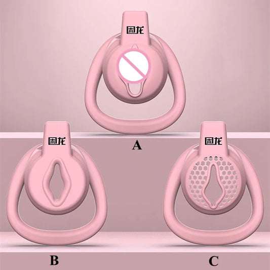 Male Flat Mini Chastity Cage Sex Toys Sissy Beginner Mini Penis Cage Belt with 3 Size Cock Rings Man TS Lock Men'S Adult Goods