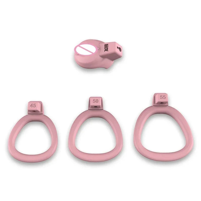 Male Flat Mini Chastity Cage Sex Toys Sissy Beginner Mini Penis Cage Belt with 3 Size Cock Rings Man TS Lock Men'S Adult Goods