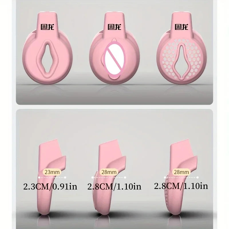 Male Flat Mini Chastity Cage Sex Toys Sissy Beginner Mini Penis Cage Belt with 3 Size Cock Rings Man TS Lock Men'S Adult Goods