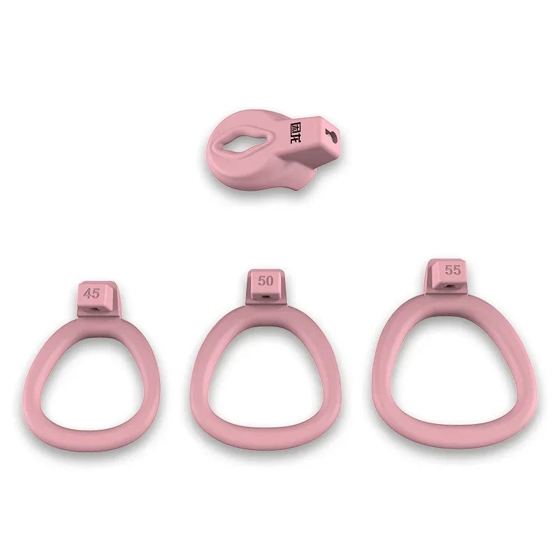 Male Flat Mini Chastity Cage Sex Toys Sissy Beginner Mini Penis Cage Belt with 3 Size Cock Rings Man TS Lock Men'S Adult Goods