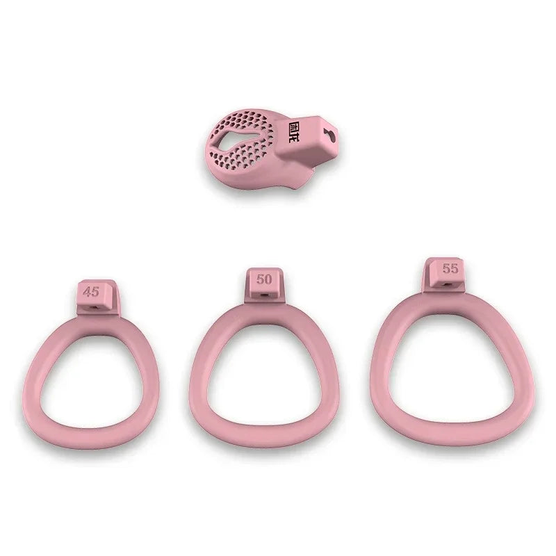 Male Flat Mini Chastity Cage Sex Toys Sissy Beginner Mini Penis Cage Belt with 3 Size Cock Rings Man TS Lock Men'S Adult Goods