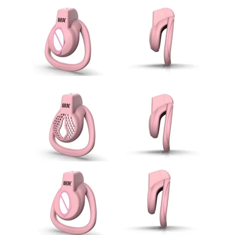 Male Flat Mini Chastity Cage Sex Toys Sissy Beginner Mini Penis Cage Belt with 3 Size Cock Rings Man TS Lock Men'S Adult Goods