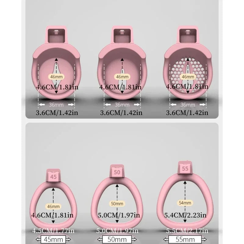 Male Flat Mini Chastity Cage Sex Toys Sissy Beginner Mini Penis Cage Belt with 3 Size Cock Rings Man TS Lock Men'S Adult Goods