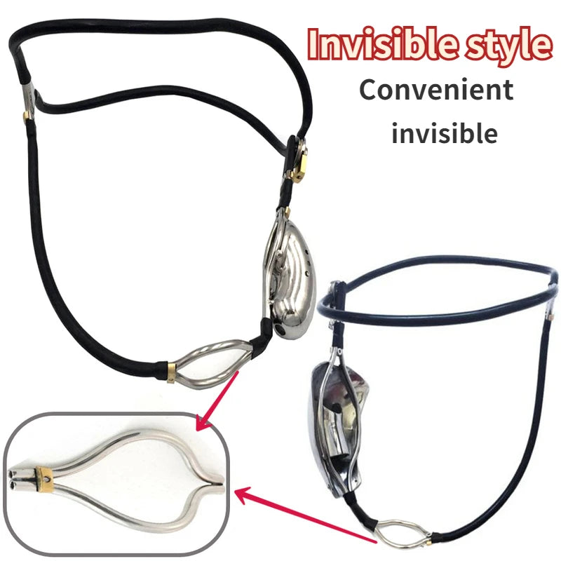 Male Invisible Chastity Belt Bondage Pants with Anal Ring lockable Stainless Steel Cuckold Chastity Cage Sex Toys for Men BDSM