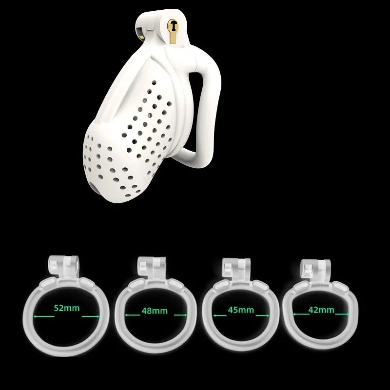 Male Lightweight Small Chastity Cage Device 4 Cock Rings Set Mini Penis Cage Ball Lock Bondage Trainer Belt Slave Sex Toy Man