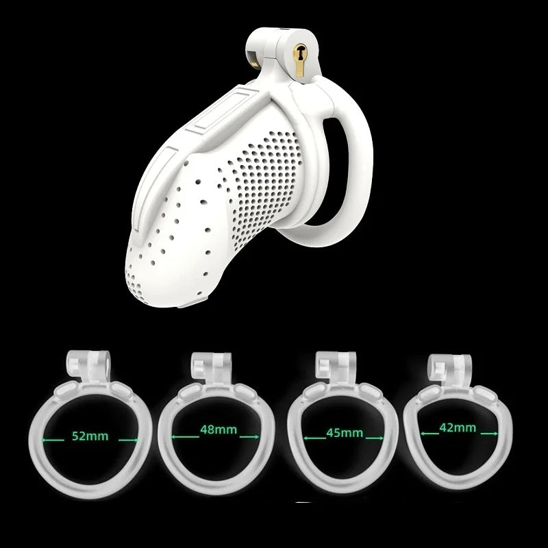 Male Lightweight Small Chastity Cage Device 4 Cock Rings Set Mini Penis Cage Ball Lock Bondage Trainer Belt Slave Sex Toy Man