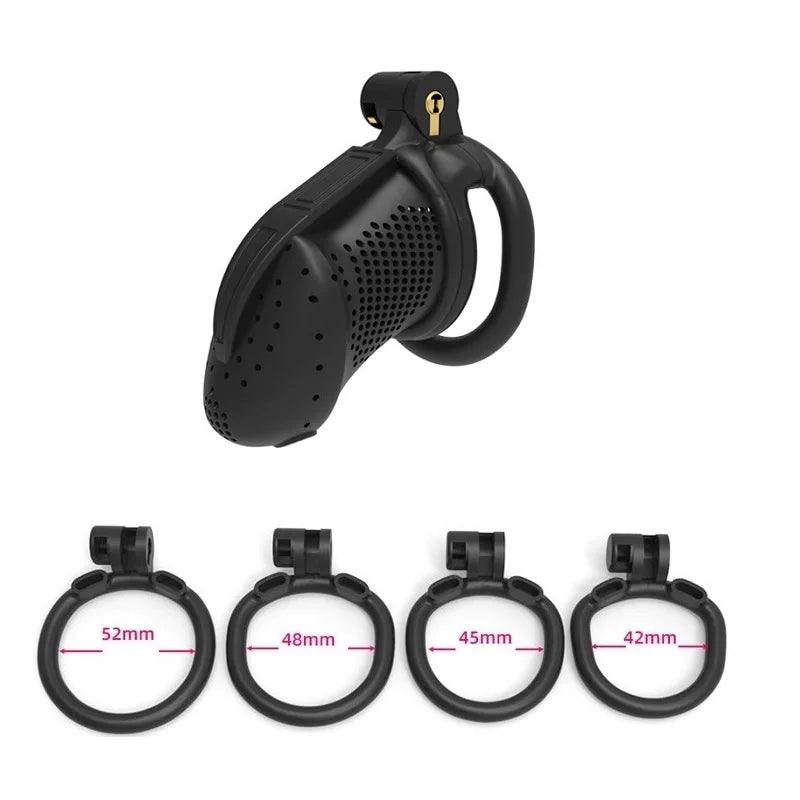 Male Lightweight Small Chastity Cage Device 4 Cock Rings Set Mini Penis Cage Ball Lock Bondage Trainer Belt Slave Sex Toy Man
