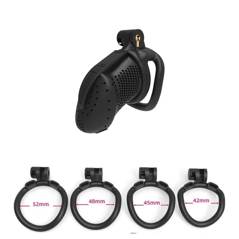 Male Lightweight Small Chastity Cage Device 4 Cock Rings Set Mini Penis Cage Ball Lock Bondage Trainer Belt Slave Sex Toy Man