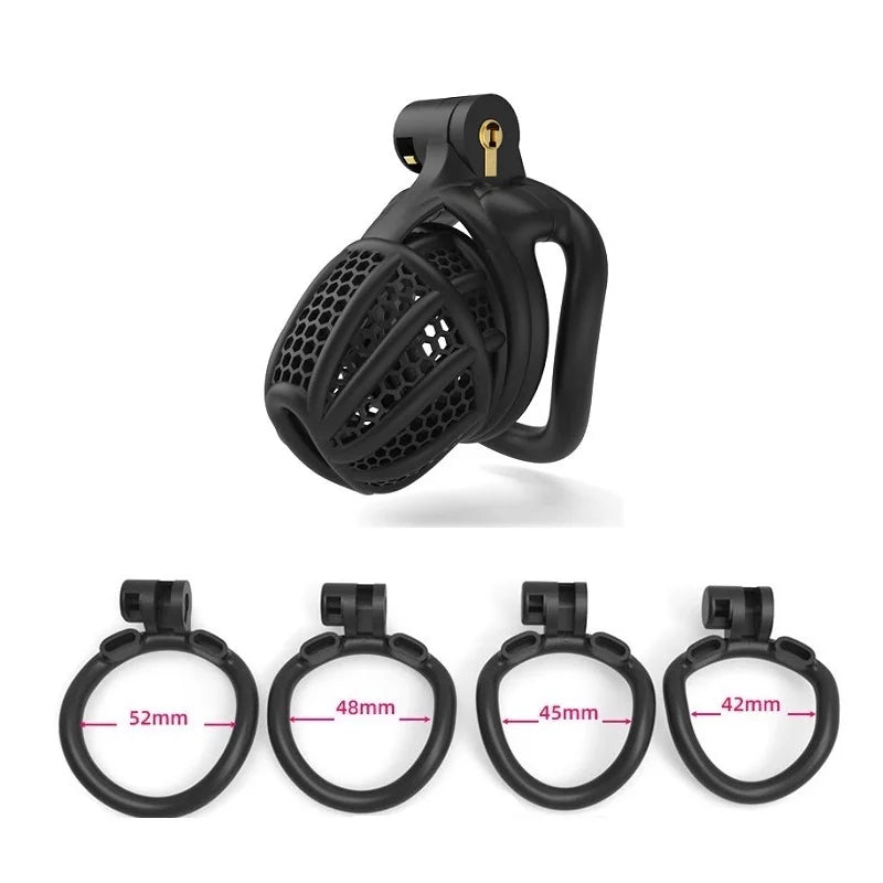 Male Lightweight Small Chastity Cage Device 4 Cock Rings Set Mini Penis Cage Ball Lock Training Belt Slave Sex Toy For Man