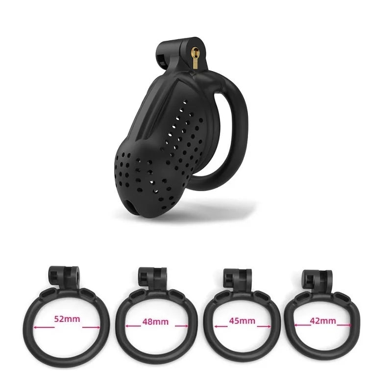Male Lightweight Small Chastity Cage Device 4 Cock Rings Set Mini Penis Cage Ball Lock Training Belt Slave Sex Toy For Man