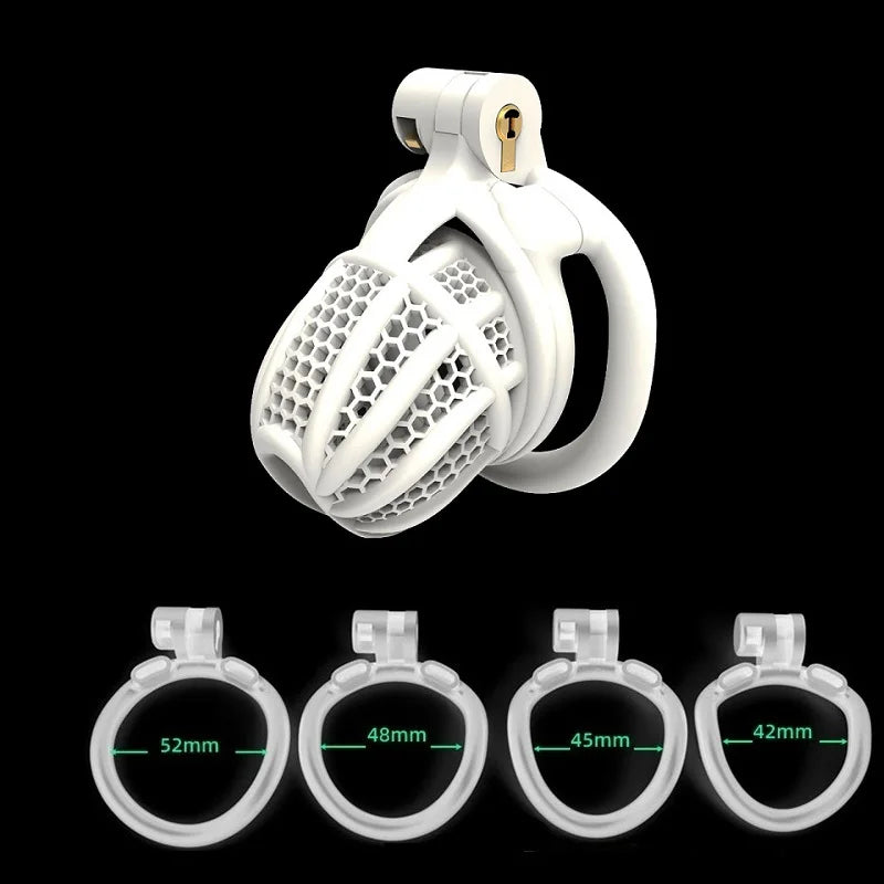 Male Lightweight Small Chastity Cage Device 4 Cock Rings Set Mini Penis Cage Ball Lock Training Belt Slave Sex Toy For Man