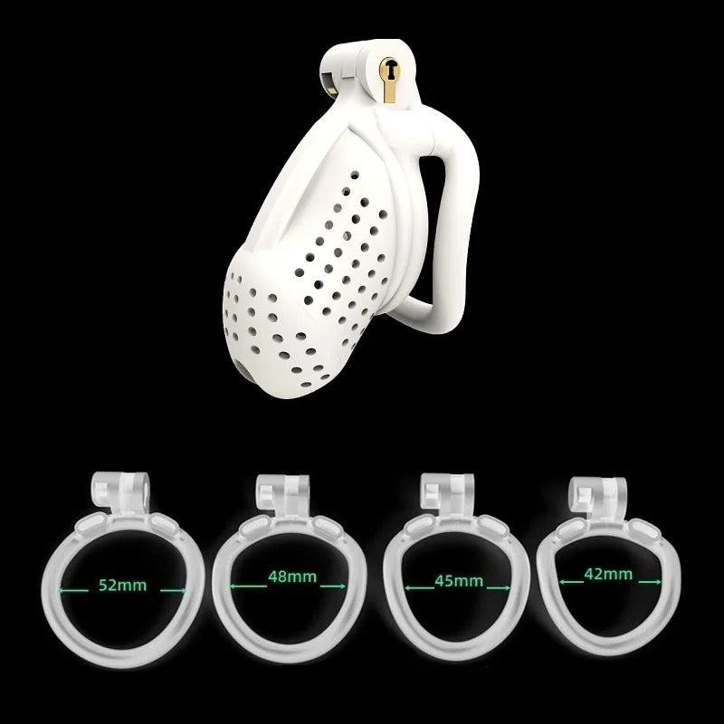 Male Lightweight Small Chastity Cage Device 4 Cock Rings Set Mini Penis Cage Ball Lock Training Belt Slave Sex Toy For Man