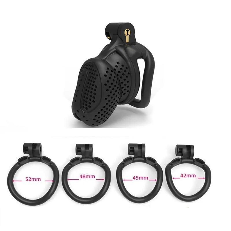 Male Lightweight Small Chastity Cage Device 4 Cock Rings Set Mini Penis Cage Ball Lock Training Belt Slave Sex Toy For Man