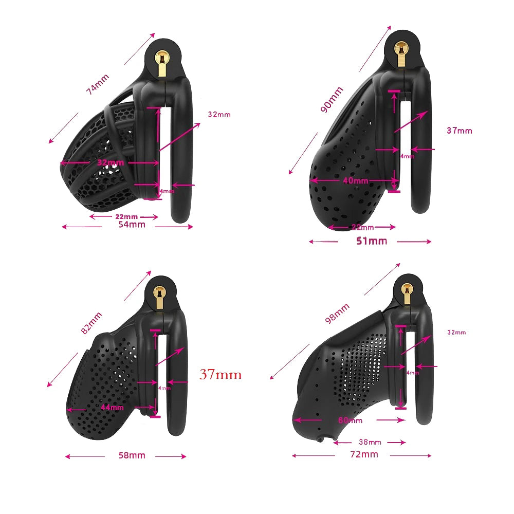 Male Lightweight Small Chastity Cage Device 4 Cock Rings Set Mini Penis Cage Ball Lock Training Belt Slave Sex Toy For Man