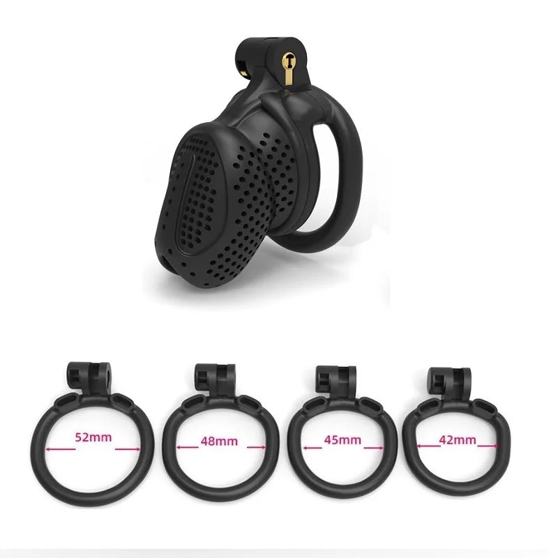 Male Lightweight Small Chastity Cage Device 4 Cock Rings Set Mini Penis Cage Ball Lock Training Belt Slave Sex Toy For Man
