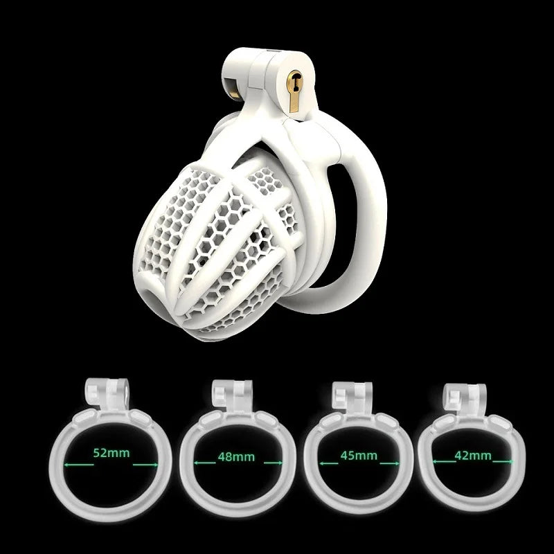 Male Lightweight Small Chastity Cage Device 4 Cock Rings Set Mini Penis Cage Ball Lock Training Belt Slave Sex Toy For Man