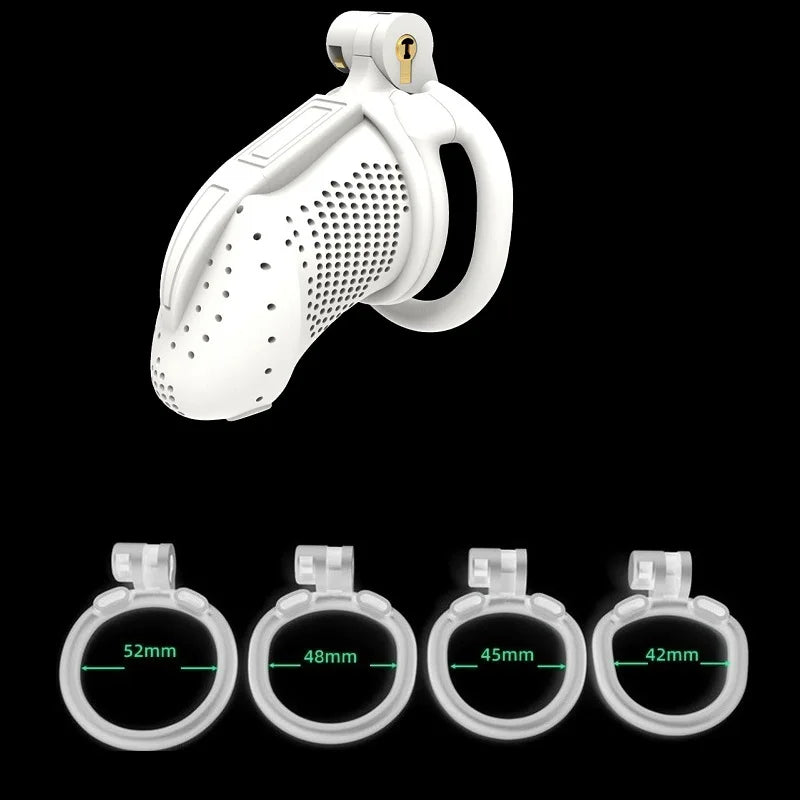 Male Lightweight Small Chastity Cage Device 4 Cock Rings Set Mini Penis Cage Ball Lock Training Belt Slave Sex Toy For Man